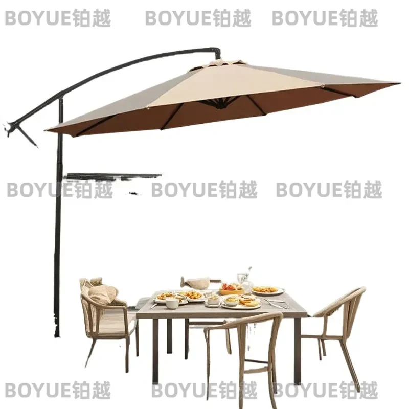 Large Outdoor Banana Umbrella Cantilever Patio Parasol with Crank Handle Sun Shade for Garden Balcony Terrace Backyard