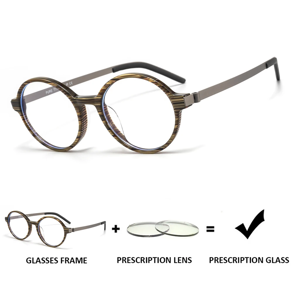 

Gesruny Titanium Retro Round Frame Multi Color Customizable Prescription Glasses Anti Blue Light Eyewear For Men Women