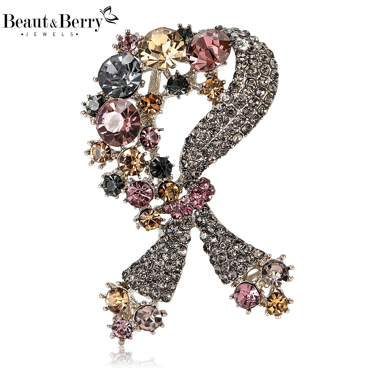

Beaut&Berry Vintage Rhinestone Bow Brooches for Women Unisex Ribbon Pins Casual Party Jewelry Accessories Gifts Decoration