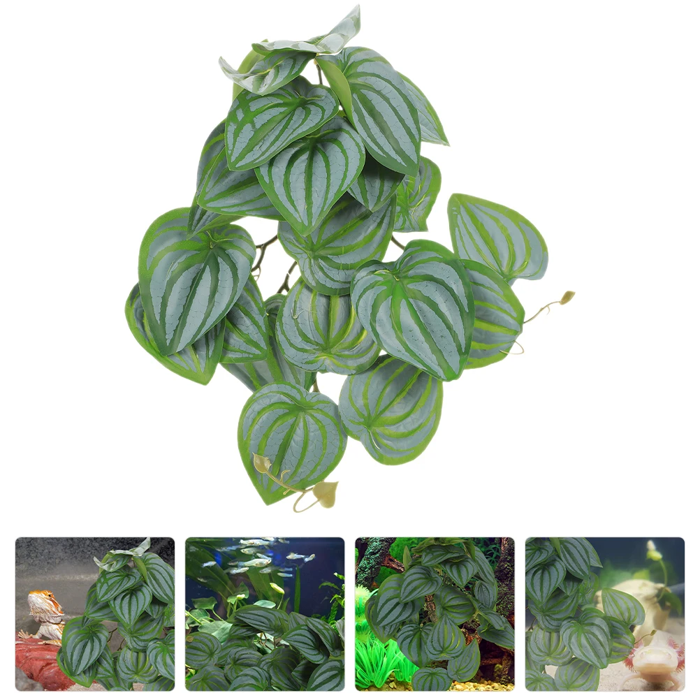 

Artificial Hanging Plants Reptile Fake Decoration Aquarium Plastic Terrarium Leaves Gecko Tank