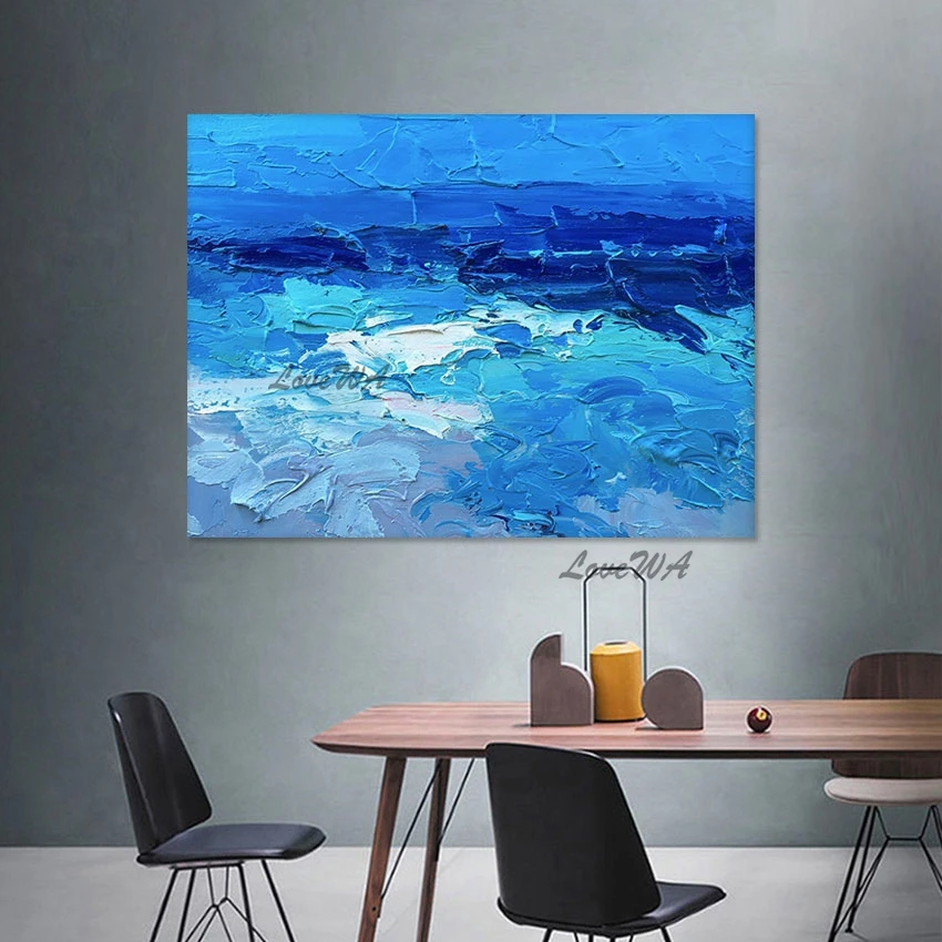 Blue Thick Acrylic Simple Design Abstract Canvas Oil Painting China Imports Home Decor Wall Hangings Modern Art Pictures