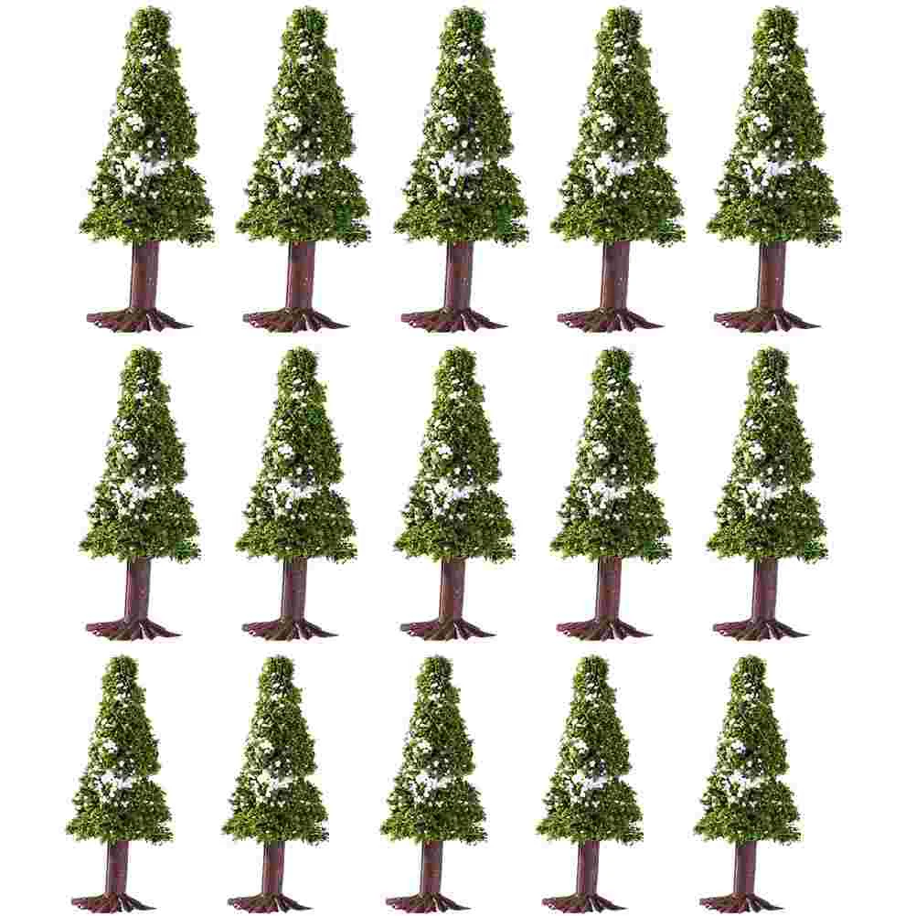 15 Pcs Wire Christmas Tree Miniature Model Scenery Decor Landscape Mixed Pine Cake Sand Tray