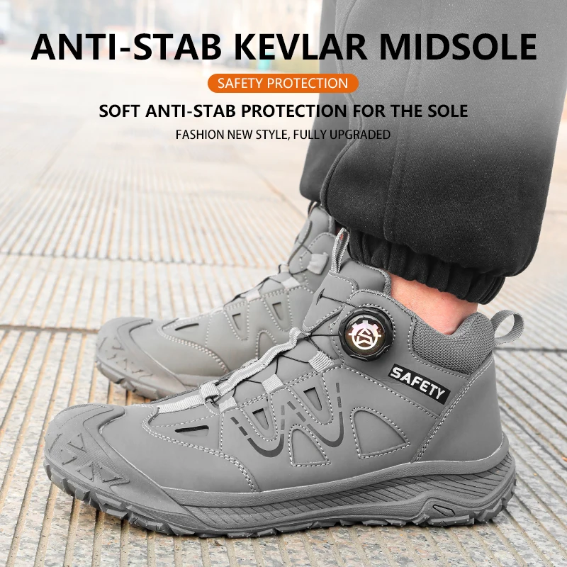 Lazy Person's Knob Button, Anti-Smashing, Anti-Puncture, Labor Shoes, Safety Shoes, Work Shoes, Anti-Slip, Wear-Resistant