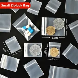 300/100 Pcs Mini Draagbare Clear Plastic Rits Lock Zak Sieraden Kleiner Dikker Kristal Verpakking Zak Herbruikbare Rits Lock Bag