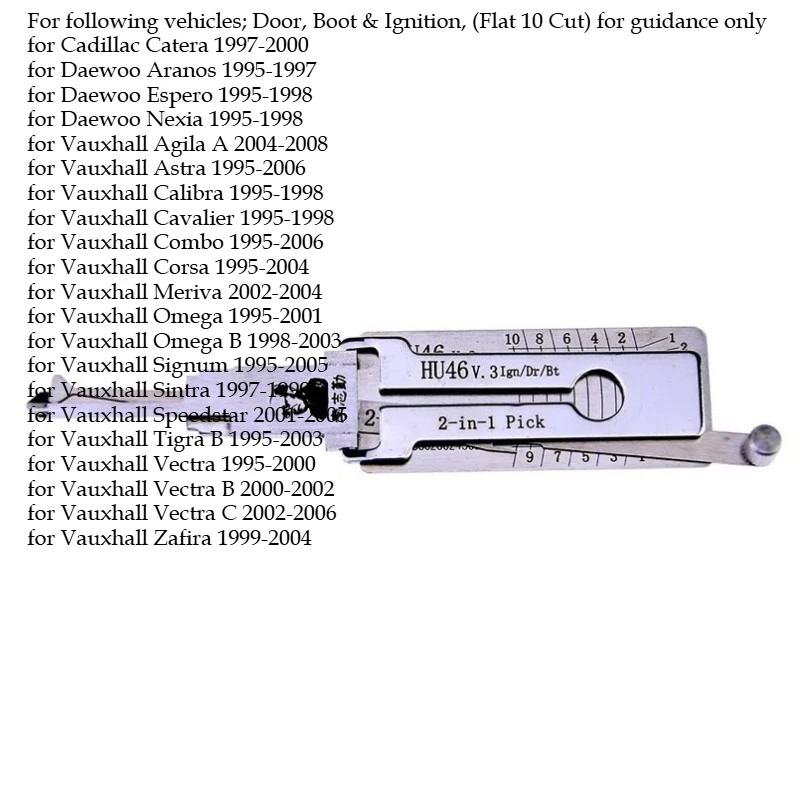 1 قطعة أدوات إصلاح Ganzua Lishi 2 في 1 مجموعة كاملة سيارة HU66 HU49 HU92 HU136 HU64 HU101 HU100 الأقفال مفتاح فك مجموعة كاملة #6
