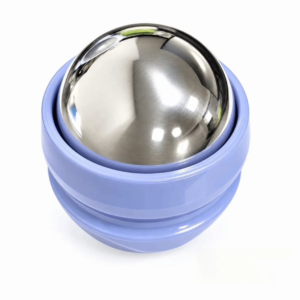 360 Degree Rotating Massage Roller Ball Dual Hot Cold Use Stainless Steel Cold Hot Massage Roller Ergonomic Grip