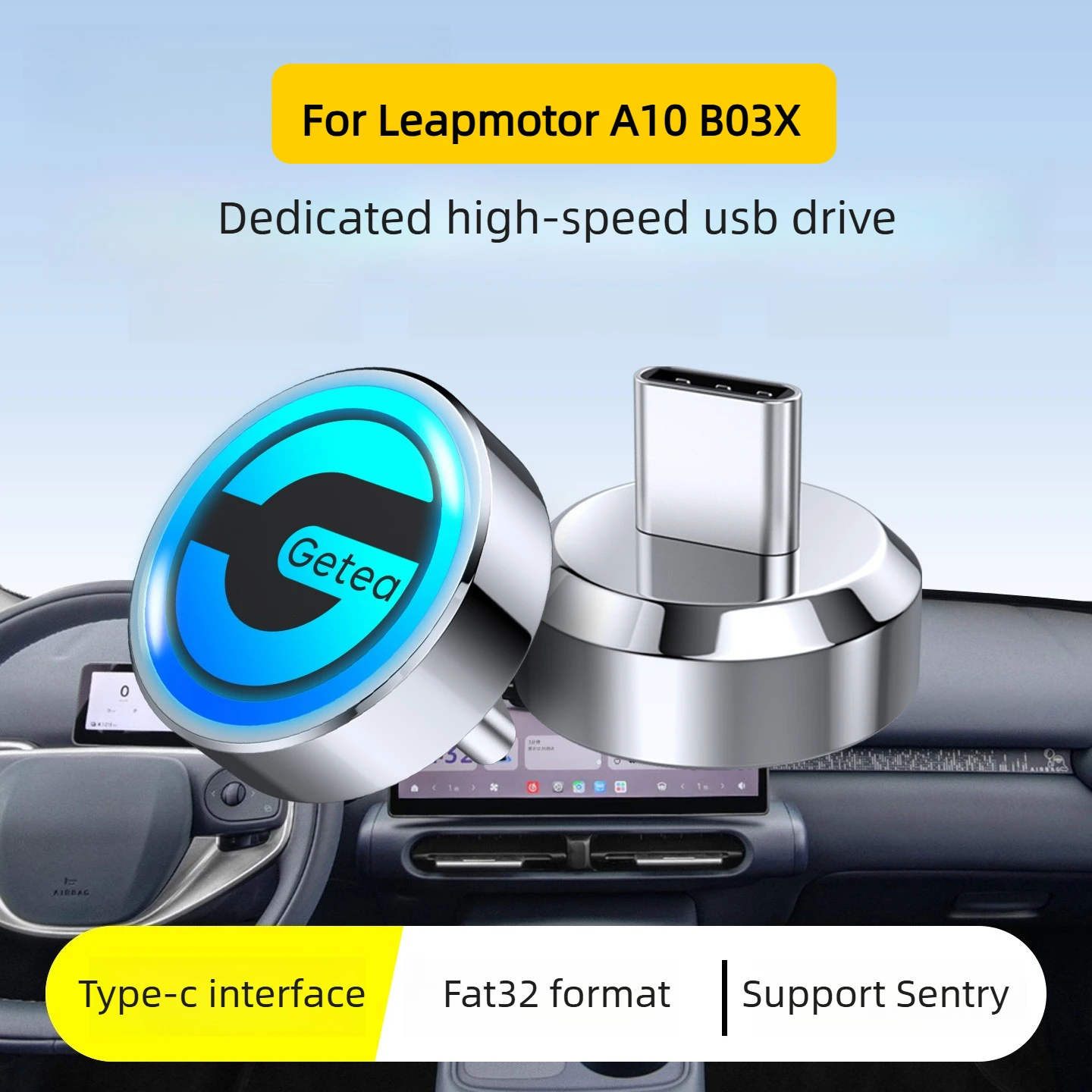 For Leapmotor A10 B03X C10 D19 Type-C Port Driving Recorder USB Drive Sentry Mode Fat32 Dedicated USB Drive Car Accessories