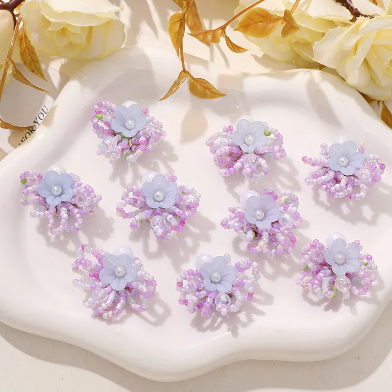 Shoe Charms 1 Pc High Quality Macaron Color Woven Beaded Pearl Bow Clear Jelly Resin Korean DIY Ladylike Princess Clog Decor