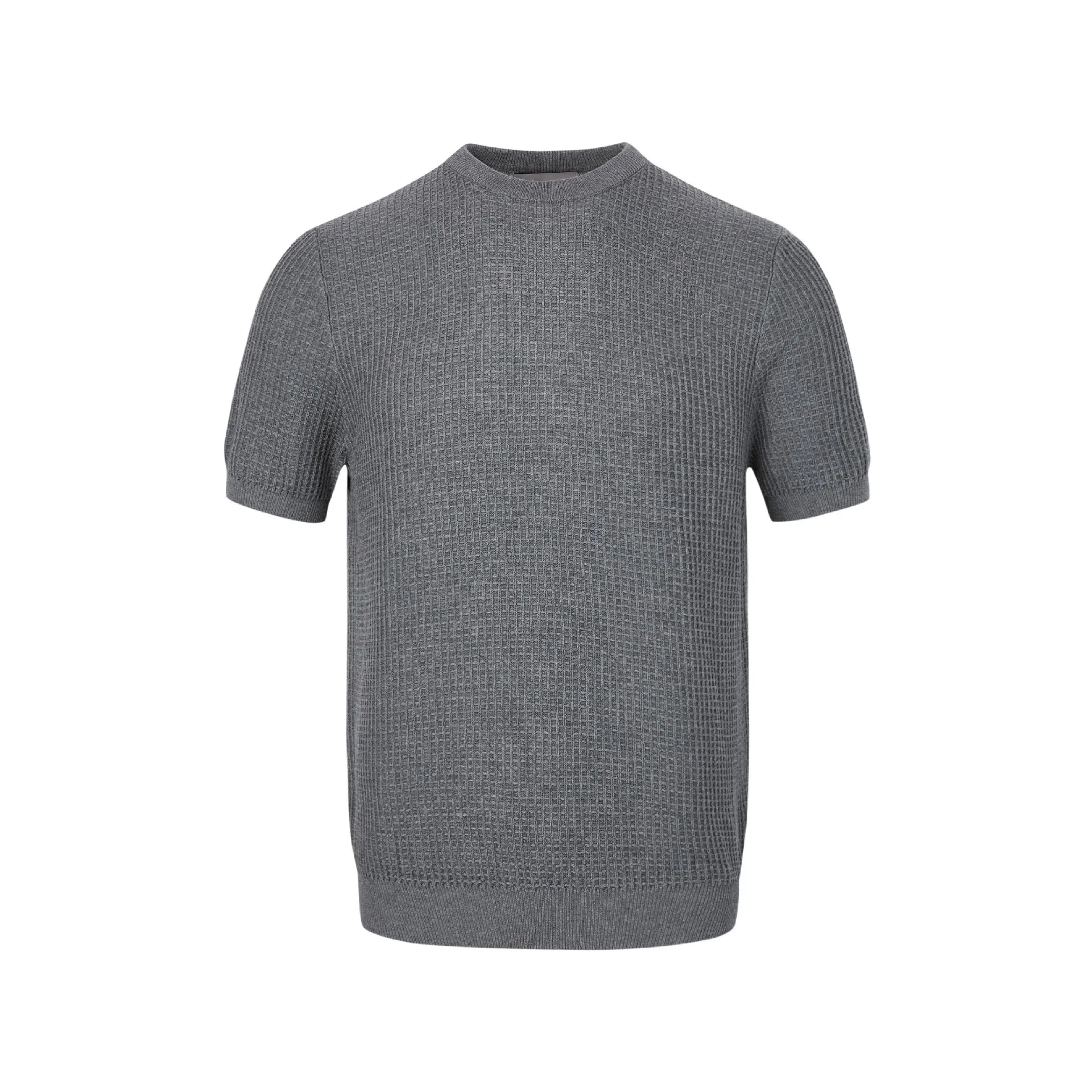 Kaos Rajut Lengan Pendek Pria Gaya Retro Old Money dengan Tekstur Pit Strip, Model Terbaru untuk Musim Semi dan Musim Panas