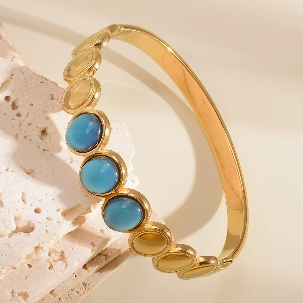 Alloy Cat's Eye Stone Bracelet Stackable Colored Dropper Oil Colored Dropper Oil Bangle Retro Vintage Women's Hand Bracelet