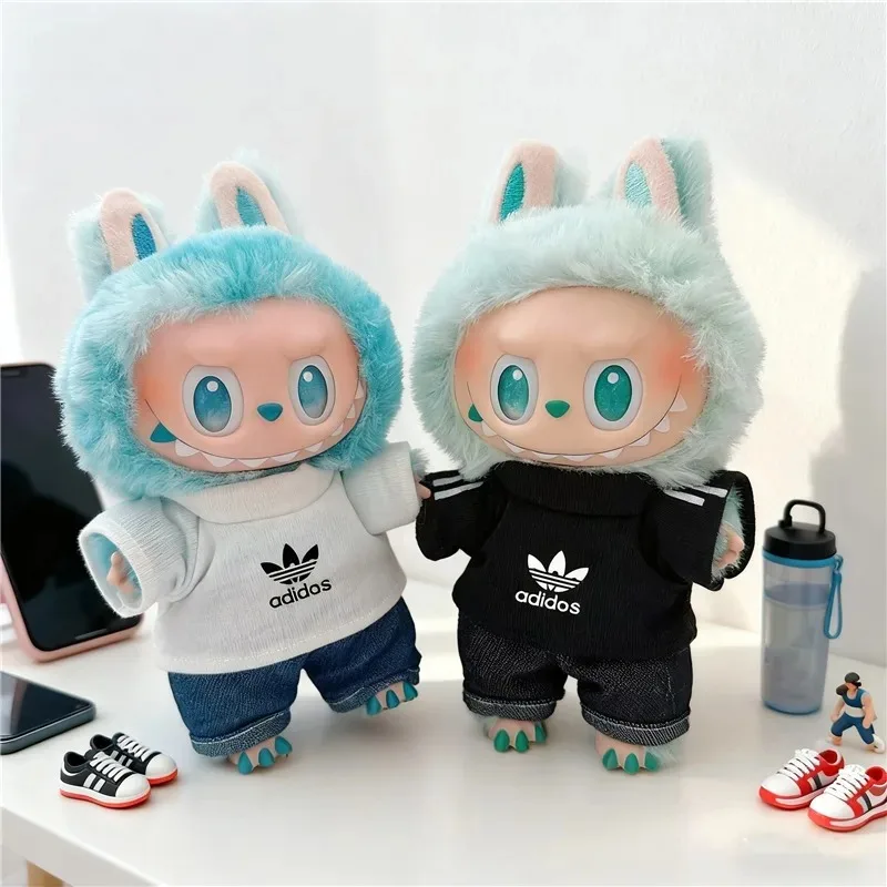 15 17 سنتيمتر ل Labubu دمية الرياضة تي شيرت الجينز فستان أطفال مع سروال داخلي الزي الملابس الكورية المعبود العصرية Adi قبعة بيسبول الملابس والاكسسوارات #3