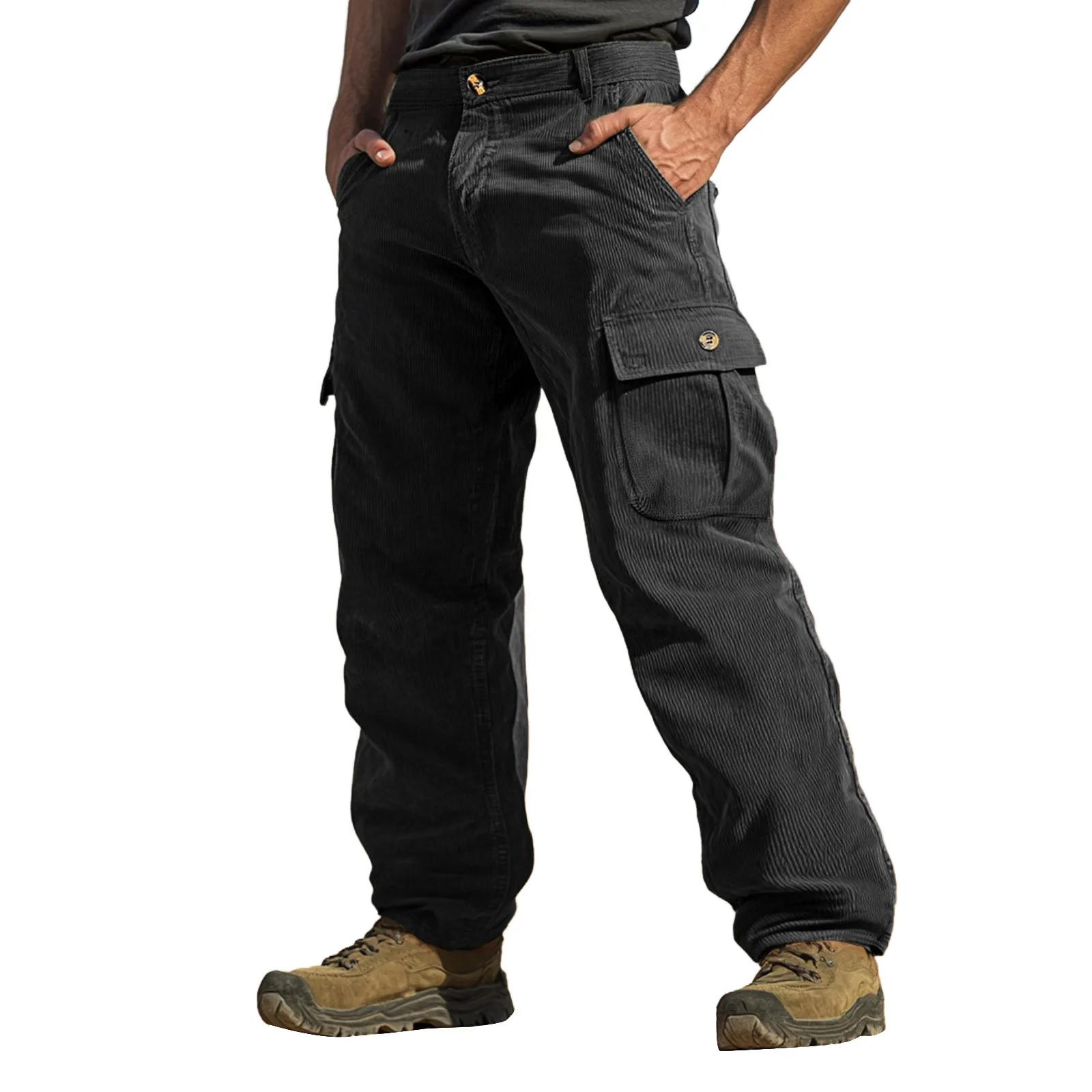 

Cargo Pants Multi-Pocket Waterproof Pant Male Casual Pants Loose Straight Trousers Men Warm Men'S Jogging Pants Large Size