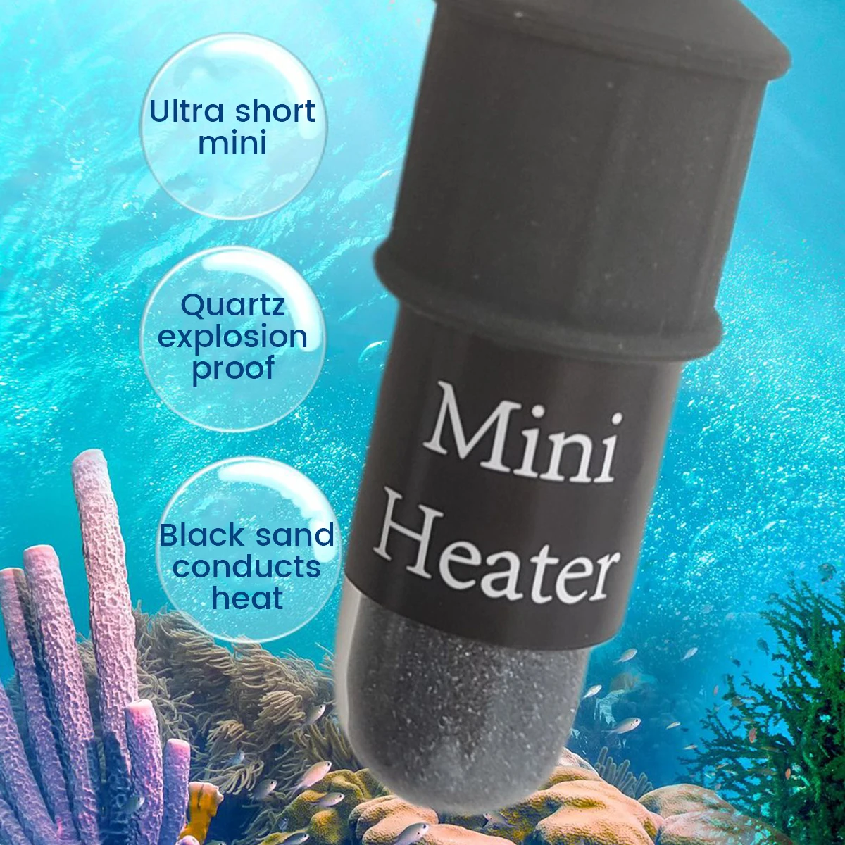 10W Adjustable Aquarium Heater Rod 18-34°C Mini USB Submersible Thermostat Heater with Digital Display for 1 to 5L Fish Tanks