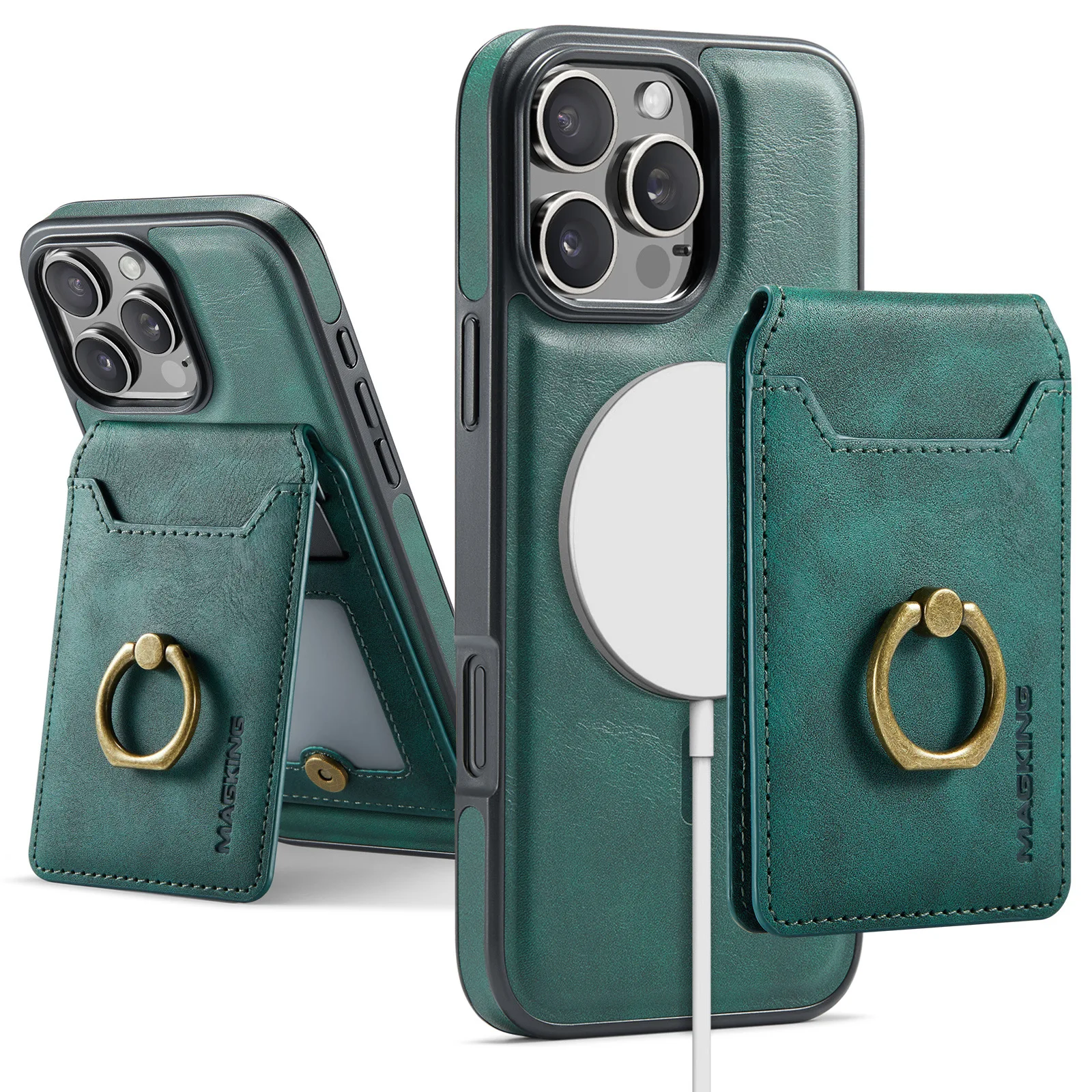 

Leather for Magsafe Phone Case for iPhone 15 16 Pro Max 14 Plus 13 12 Pro 15Pro Bracket Magnetic Back Cover with Card Holder LK1