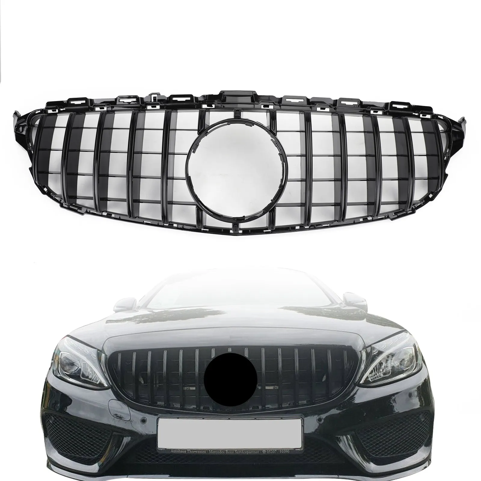 Areyourshop GTR Style Front Bumper Grill Grille for Mercedes Benz W205 C250 C300 C43 2015 2016 2017 2018