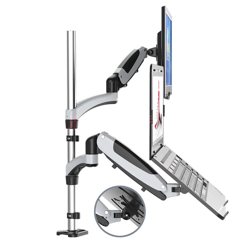 Dual Monitor Arm Gas Spring Height Adjustable Aluminum Alloy Ergonomic Workstation Home Office Gaming Computer Display Holder