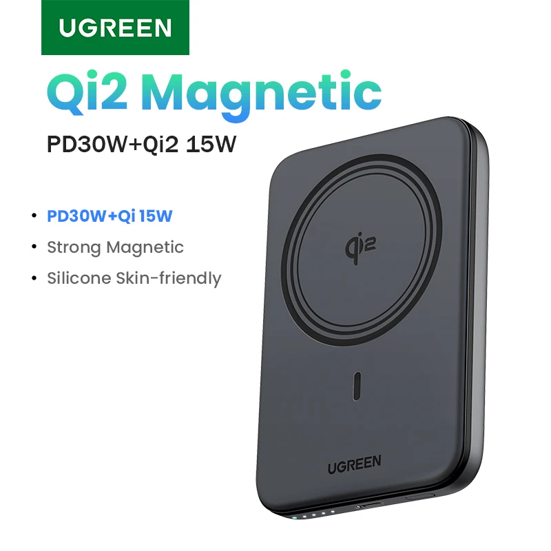 Nieuwe Ugreen Qi2 30W Magnetische Power Bank 10000Mah Draagbare Powerbank Voor Magsafe 15W Draadloos Snel Opladen Voor Iphone 16 Pro Max