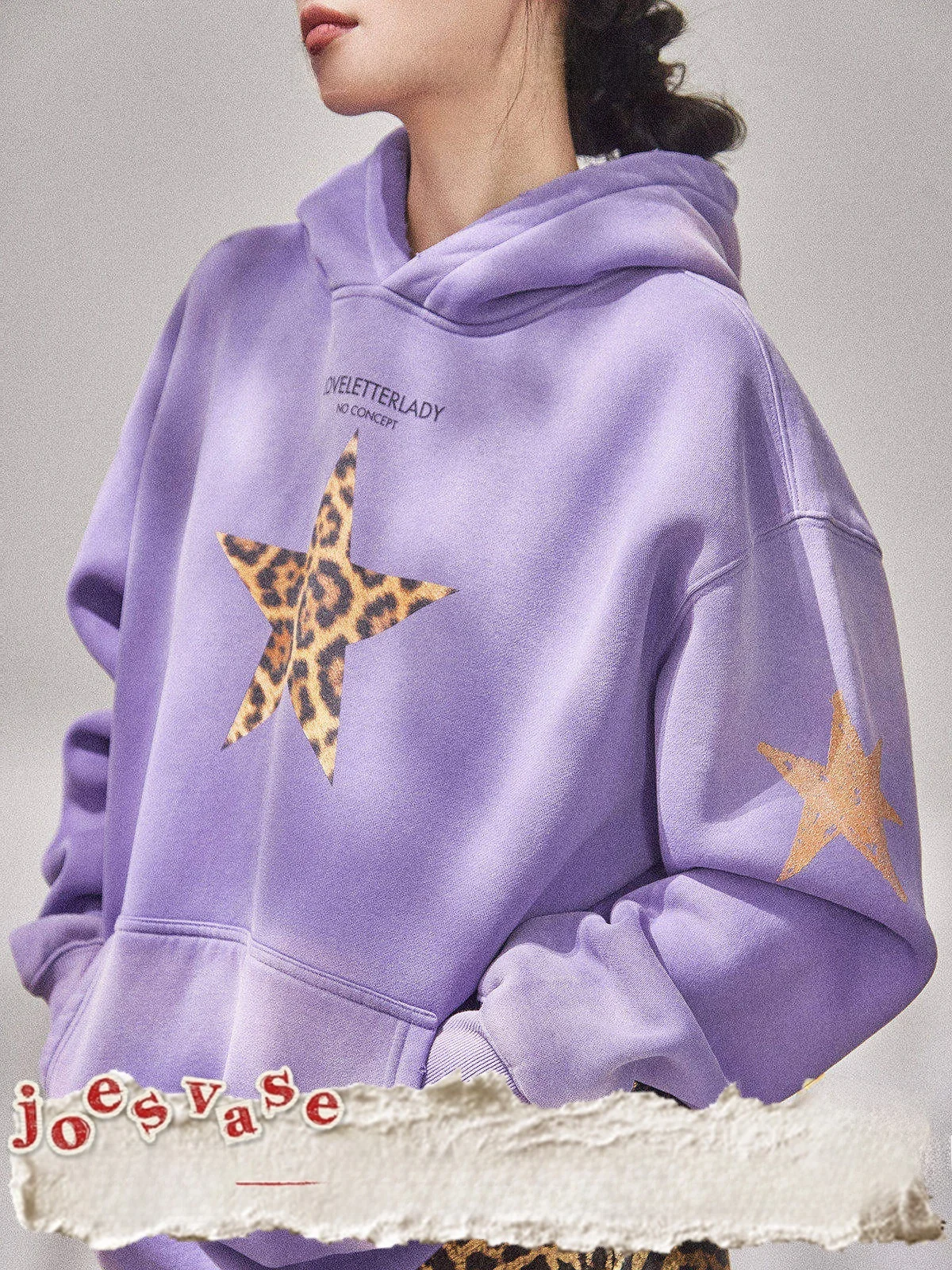 

Модная фиолетовая толстовка с леопардовым принтом, женская новая осенняя коллекция Zhou Li Wu, свободный крой, с длинными рукавами, для повседневной носки