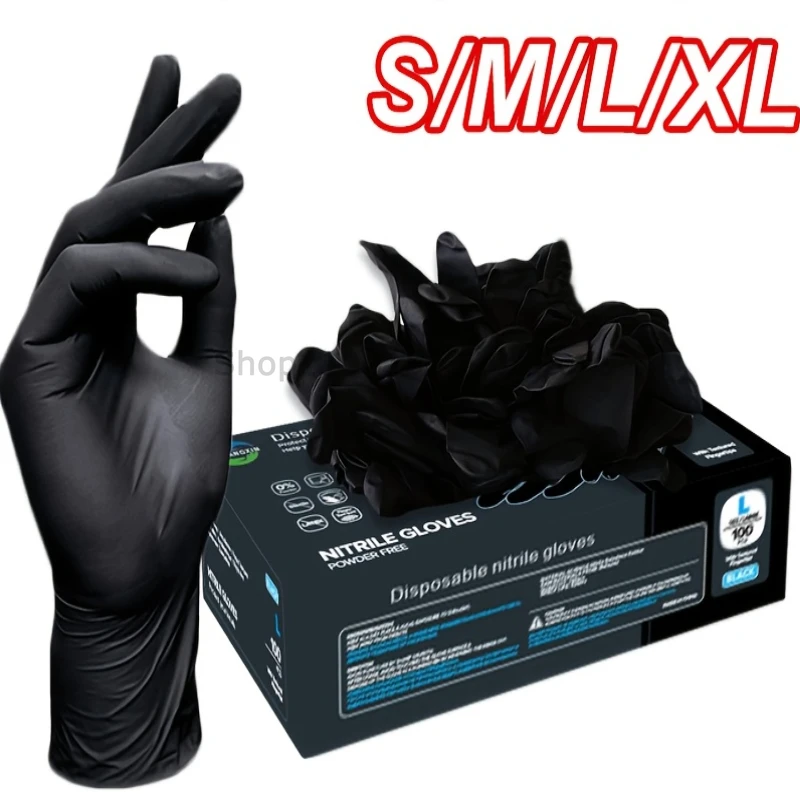 20/100/200PCS Bagged Disposable Gloves Black Disposable Gloves Household Kitchen Cooking Tools Car Wash Household Cleaning
