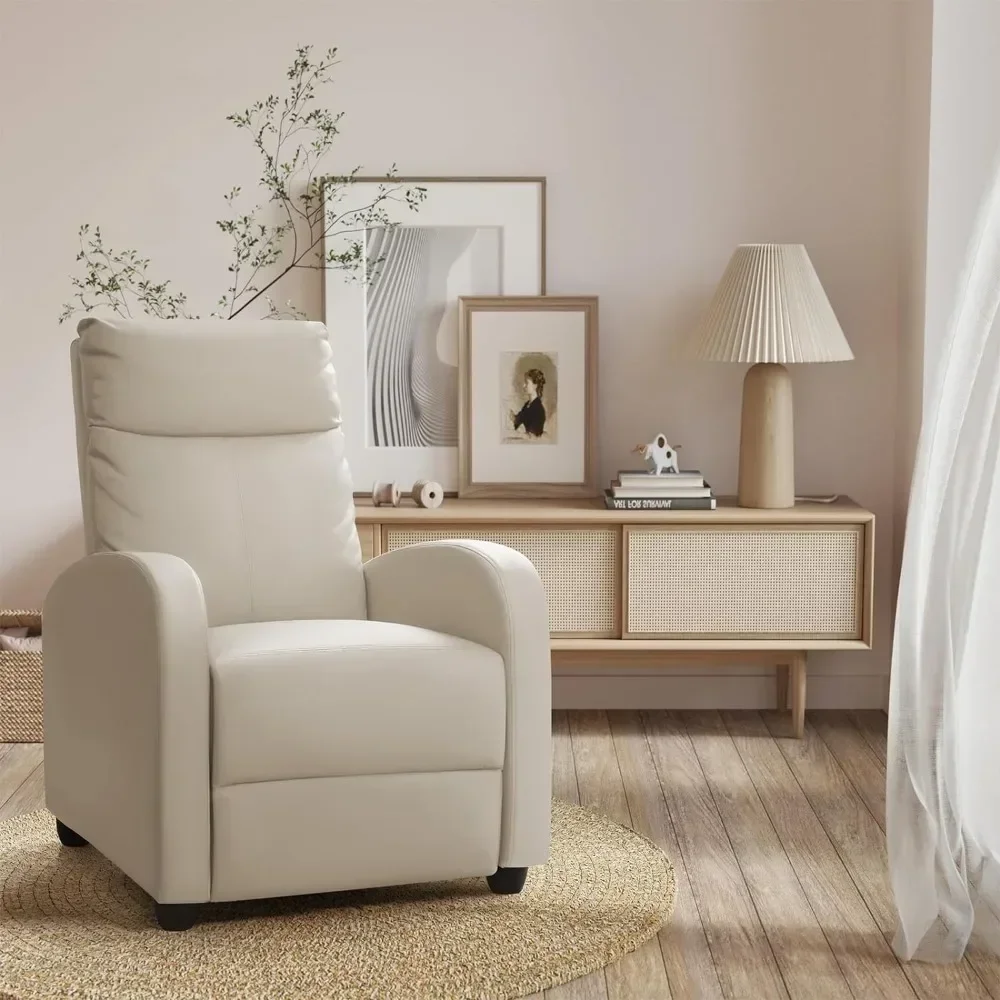 

v Recliner Sofa PU Leather for Adults, Recliners Home Theater Seating with Lumbar Support, Reclining Sofa Chair