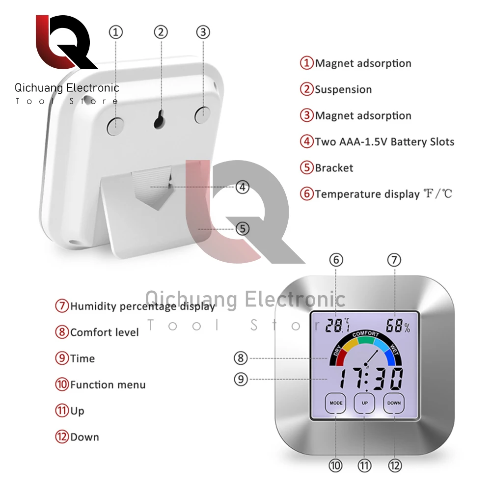 Цветной ЖК-дисплей цифровой термометр гигрометр погодная станция для дома с датчиком температуры и влажности