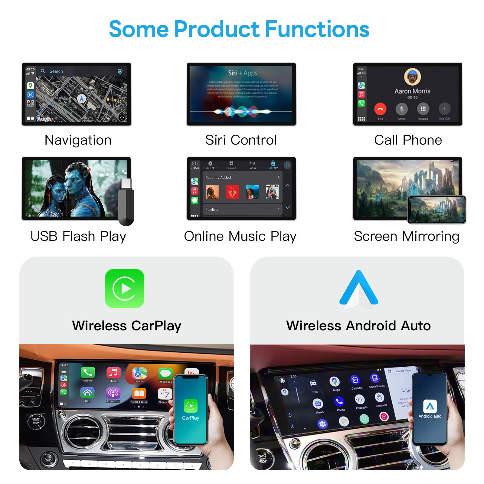 Wireless CarPlay Android Auto Video LVDS Interface For Rolls-Royce Phantom Ghost Wraith Dawn NBT System With 7-inch Screen