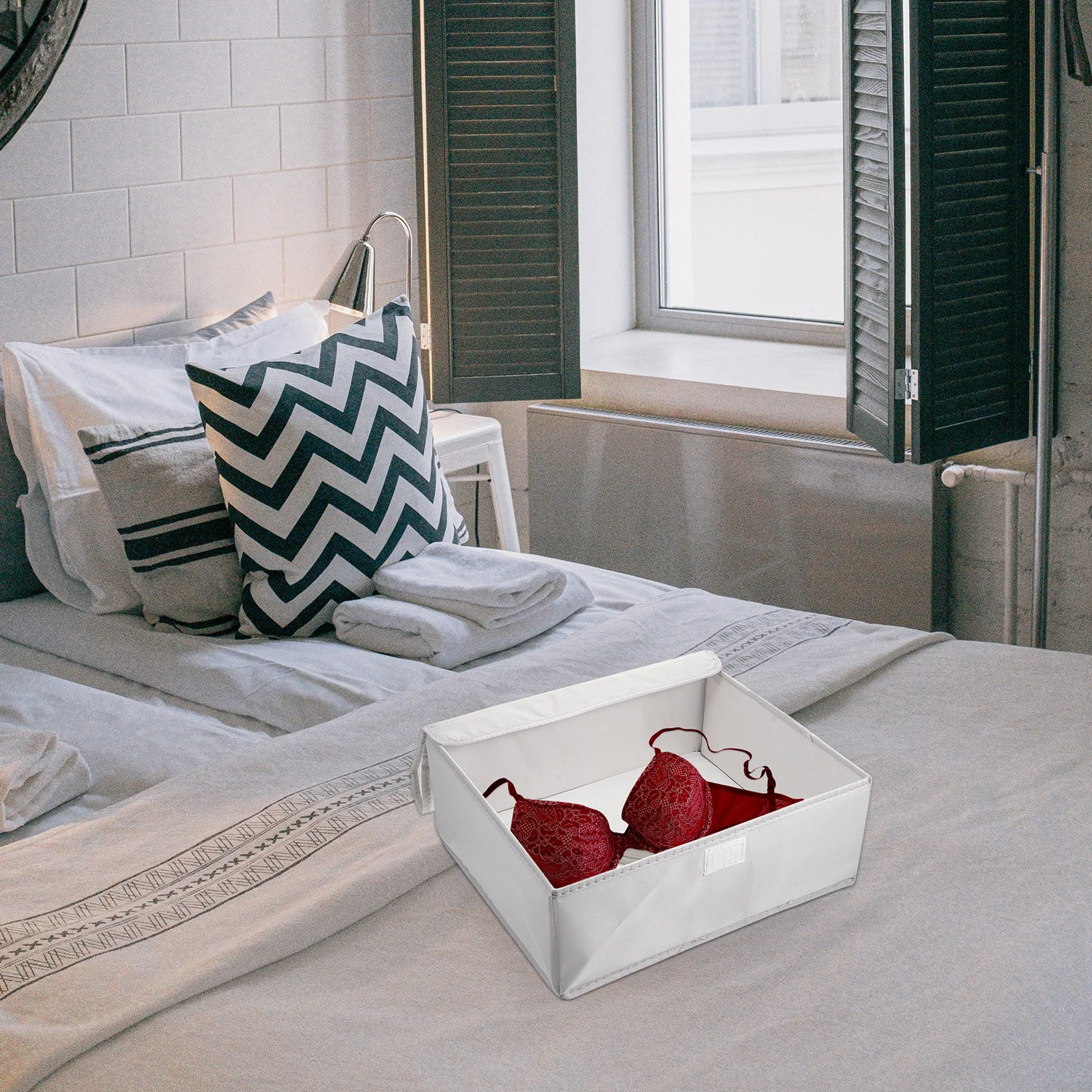 

Underwear Storage Box Oxford Cloth Bra Organizer Drawer Lid Closet Bin Women Underwear Storage Container Bra Organizer