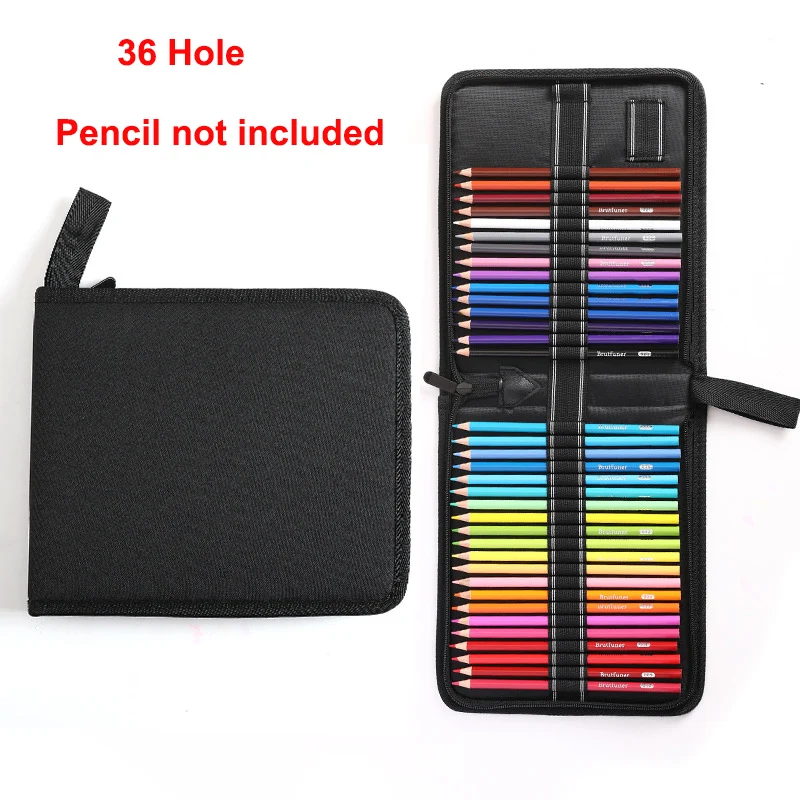 Imagem -04 - Folding Pencil Case Lápis de Cor Pen Curtain Inserir Bolsa de Pintura Profissional Papelaria Student 36 48 72 Buraco Preto