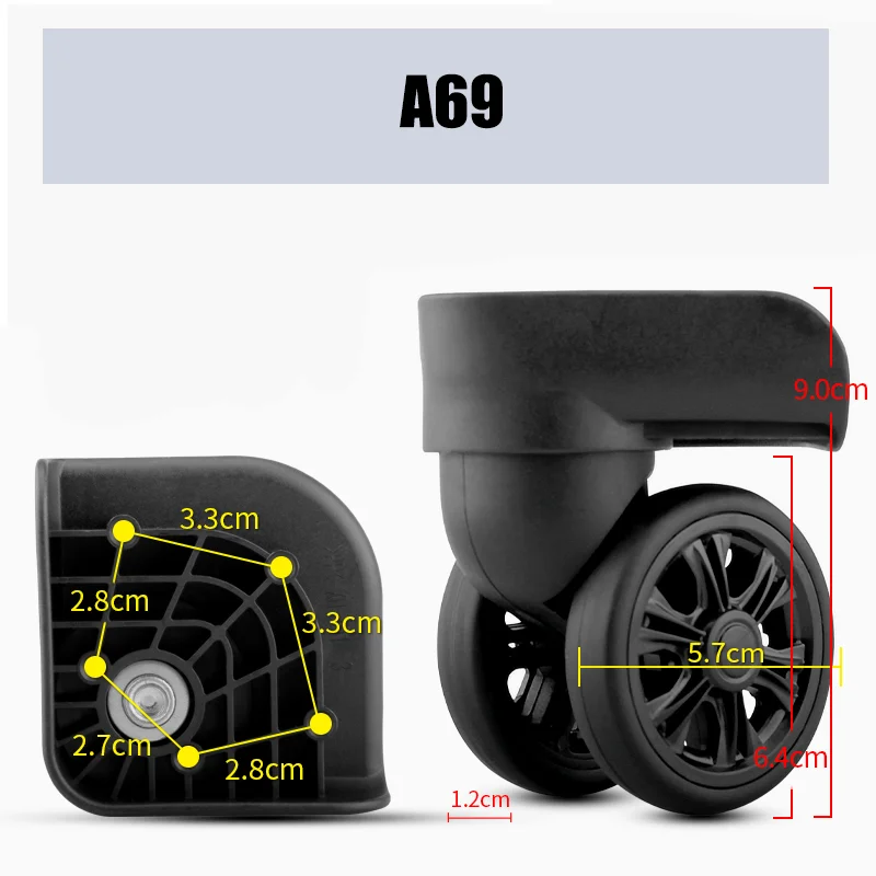 Suitable For Samsonite A69 Universal Wheel Replacement Suitcase Smooth Silent Shock Absorbing Wheel Accessories Wheels Casters