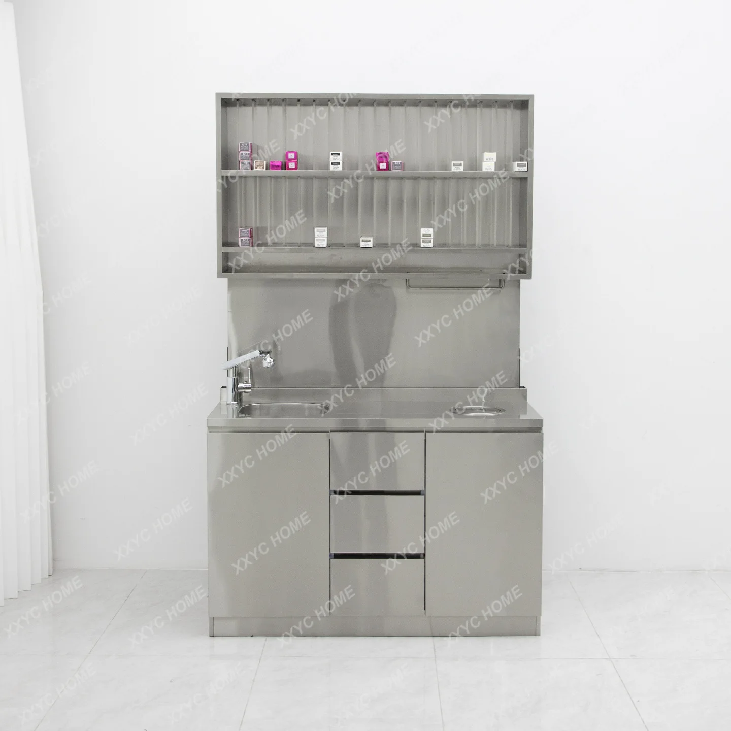 Barber Shop Electric Lifting Dyeing Cream Rack Stainless Steel Dyeing Cream Rack Beauty Integrated Washing Table
