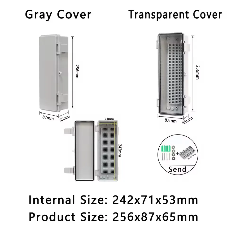 Outdoor Plastic Box for Electronics Electrical Junction Box Gray/Transparent Cover Waterproof Enclosure ABS Distribution Case