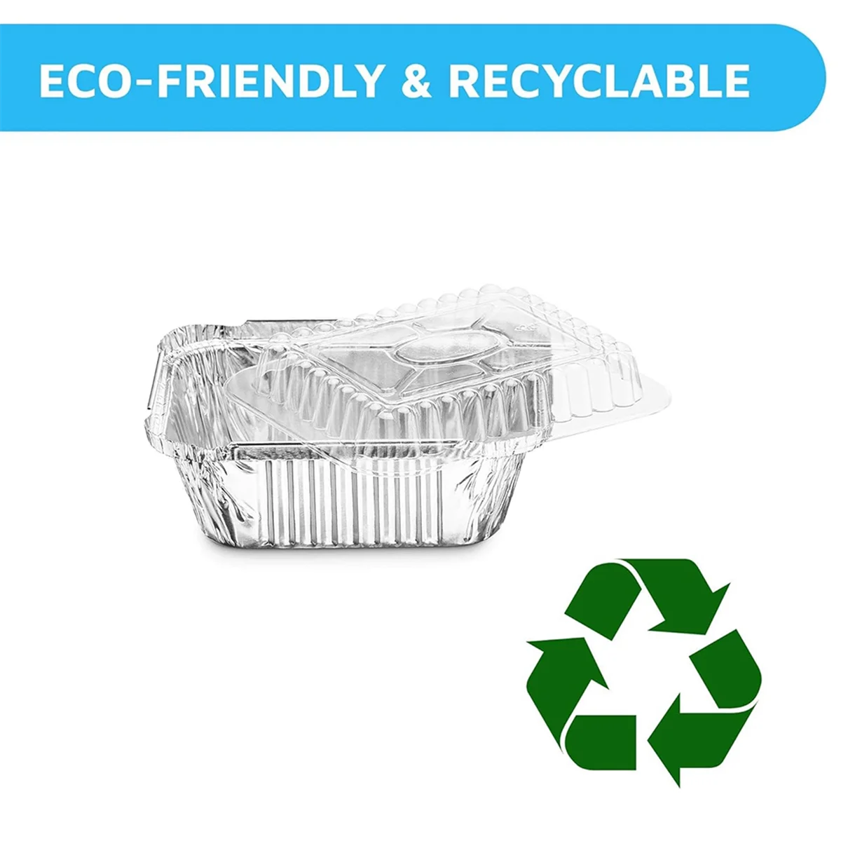 Panela descartável para viagem ABZL com tampa transparente, bandeja retangular de folha de alumínio, firmemente selada, capacidade de 410 ml
