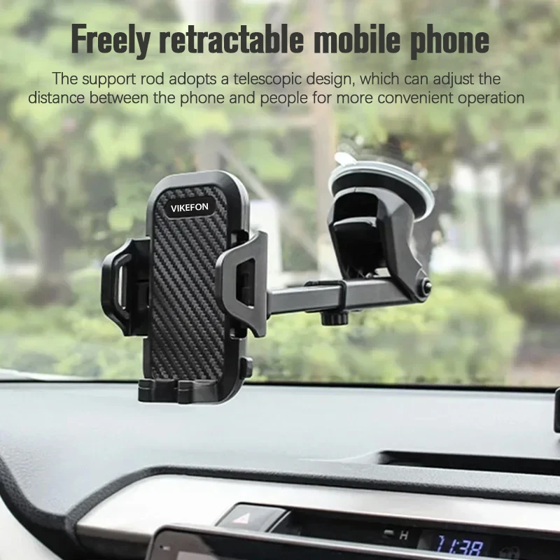 VIKEFON Sucker Car Phone Holder Mount Stand Suction Cup Smartphone Mobile Cell Support in Car Bracket Windshield Dashboard Clip