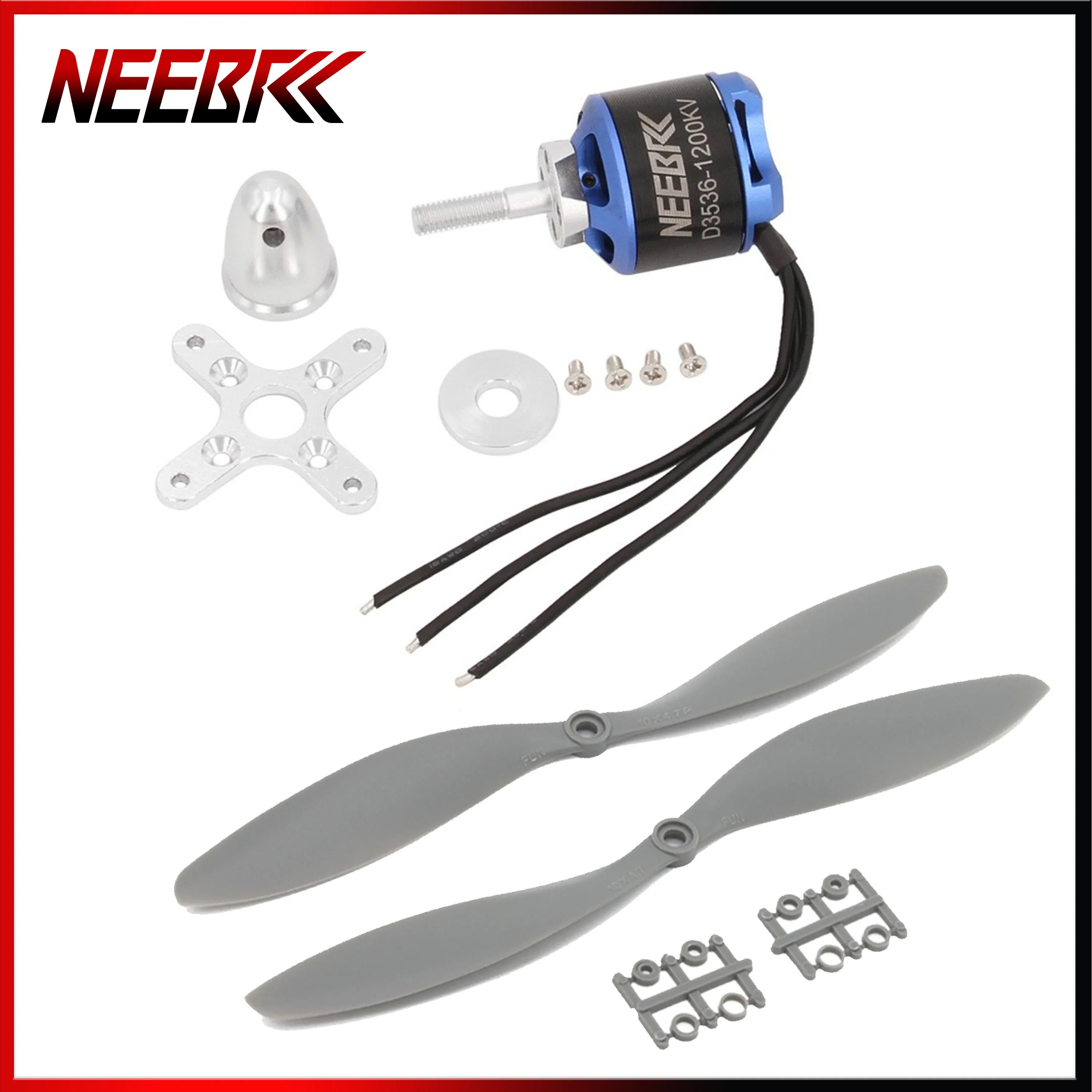 NEEBRC 3536 1200KV Outrunner Brushless Motor 1047 Propellers CW CCW Blade for RC Fixed Wing Plane Aircraft Skysurfer FPV Glider