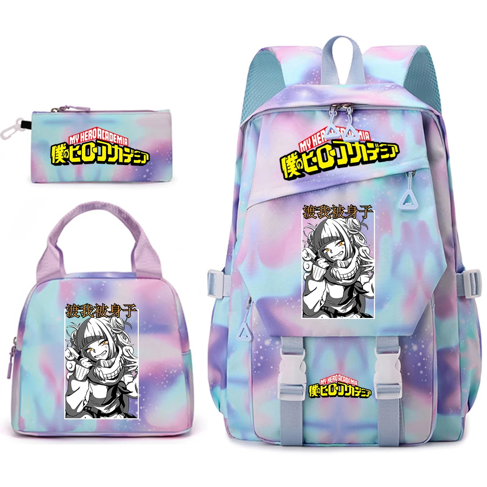 My Hero Academia Toga Himiko Print Student Backpack Lunch Bag Pencil Case Set for Girls School Supplies view 3