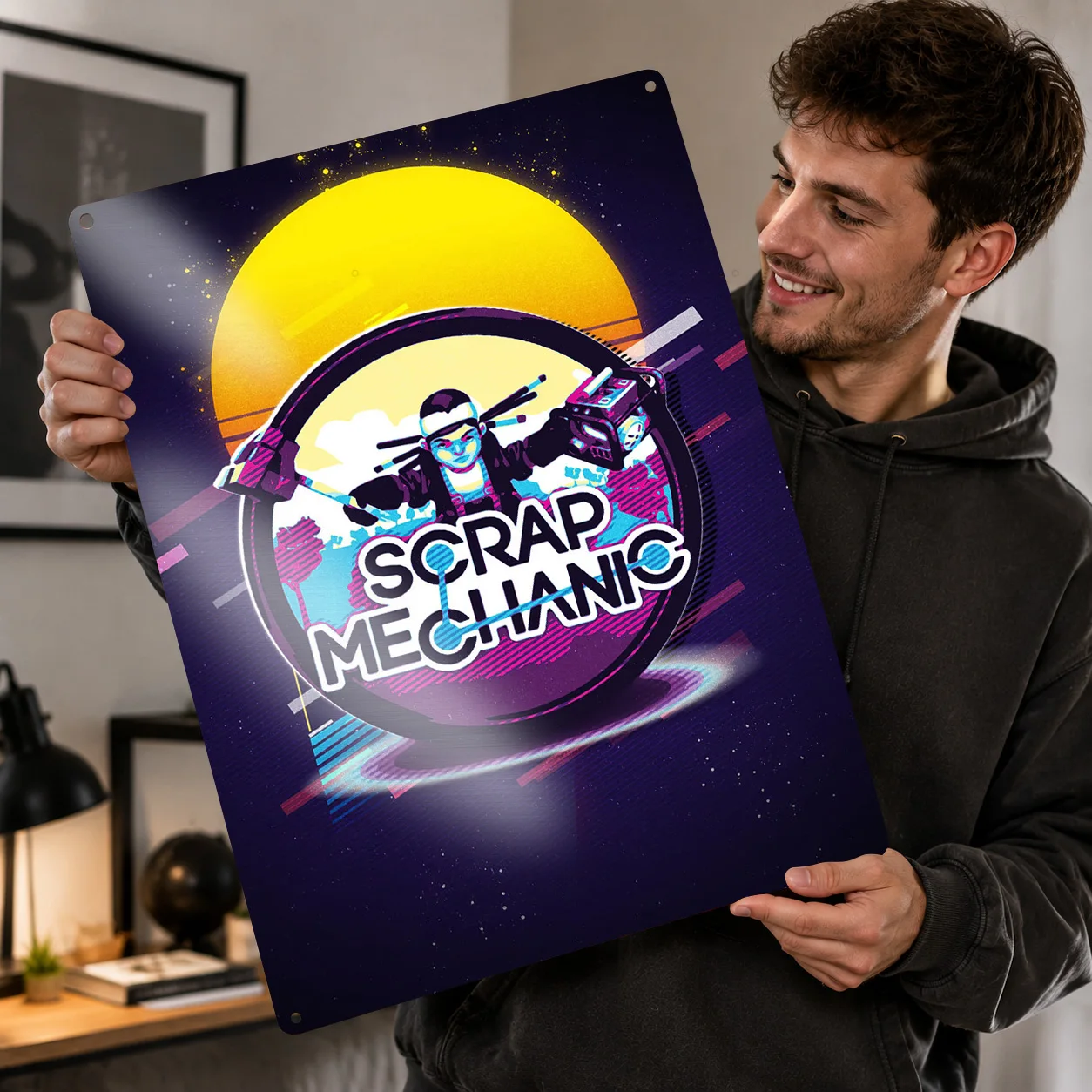 Scrap Mechanic 3D Printed Texture Poster Personalized Wall Art Retro Metal Tin Signs for Bedroom Decoration Aesthetic Home Deco
