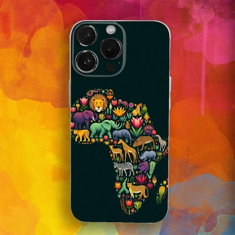 حافظة هاتف خريطة أفريقيا Geogra لهواتف iPhone 16,se4,15,14,13,12,11 Plus,Pro,Max,XR,XS,X,Plus,SE,غطاء ناعم شفاف صغير #2