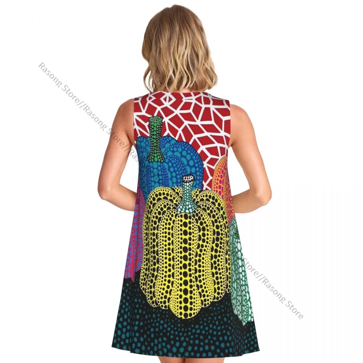 Vestido de chaleco de verano para mujer Yayoi Kusama pintura abstracta vestidos femeninos sin mangas