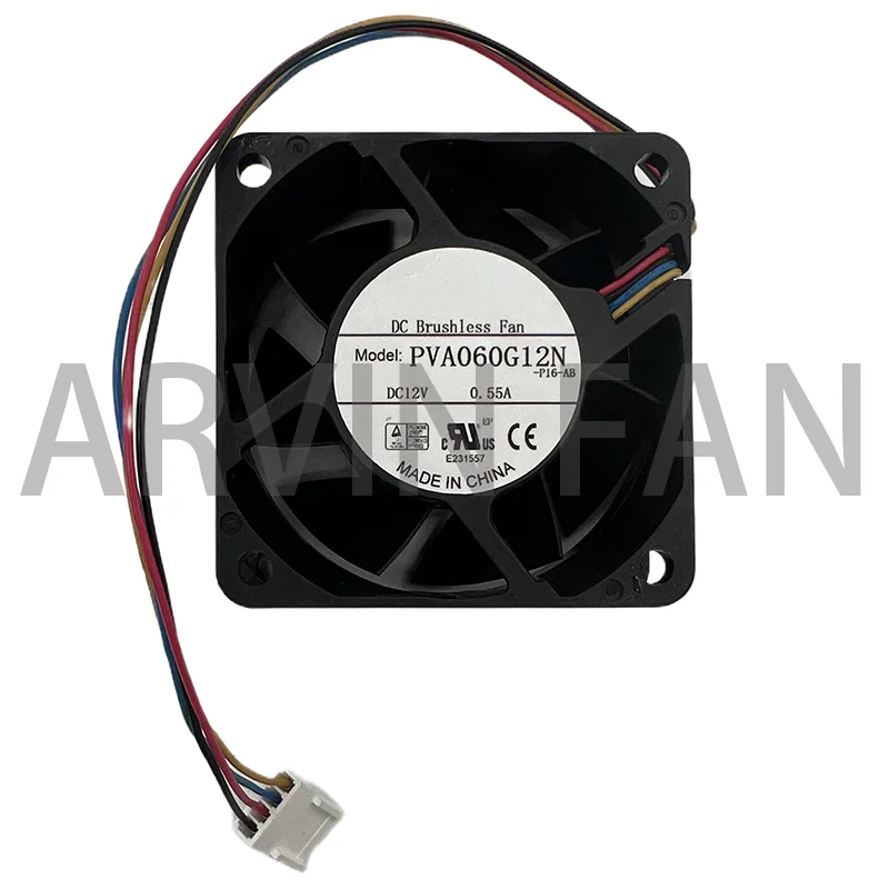 

Brand New Original PVA060G12N 6cm 60mm 60x60x25mm 6025 DC12V 0.55A 4 Lines Server Chassis CPU High Air Volume Cooling Fan