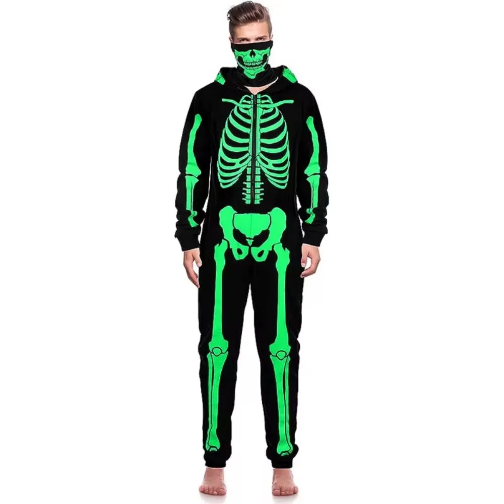 Halloween Dress Up Party Cosplay Cosplay Suit Halloween Costume Male Skeleton Bodysuit Glows At Night  Anime Cosplay