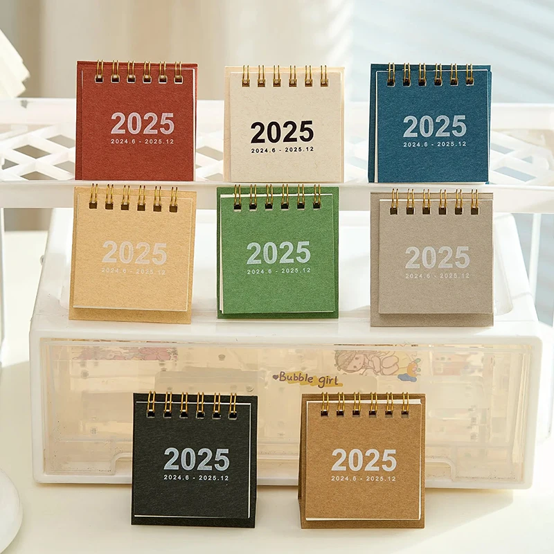 1 Pc 2025 Year Mini Simple Small Desk Calendar Pocket Portable Calendar Punch Plan Desktop Decoration