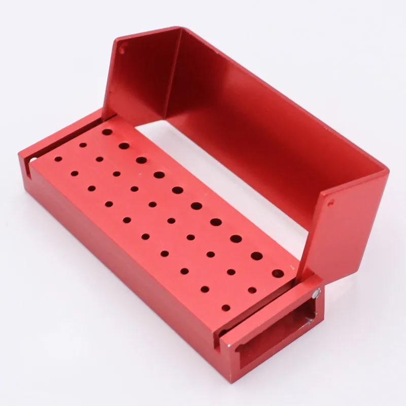 Caja de desinfección Dental para fresas FG y RA, bloque de soporte de fresas dentales de aluminio, Autoclavable, 30 agujeros