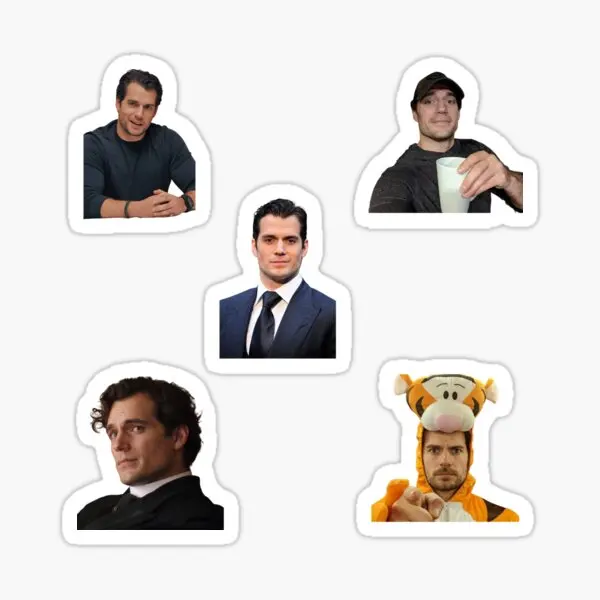 Henry Cavill Pack X5  5PCS Stickers for Decor  Car Kid Funny Cute Window Print Living Room Water Bottles Cartoon Bumper Stickers