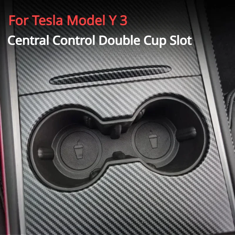 Central Control Cup Holder for New Tesla Model Y 3+ TPE Double Water Cup Storage Stand  for Model3 Car Interior Accessories 2024