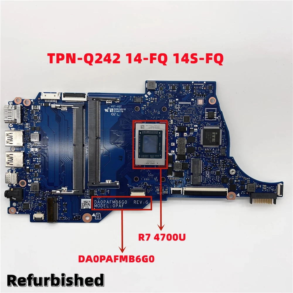 Remodelado da0pafmb6g0 para hp TPN-Q242 14-fq 14s-fq com ryzen 7 4700u testado 100% trabalho