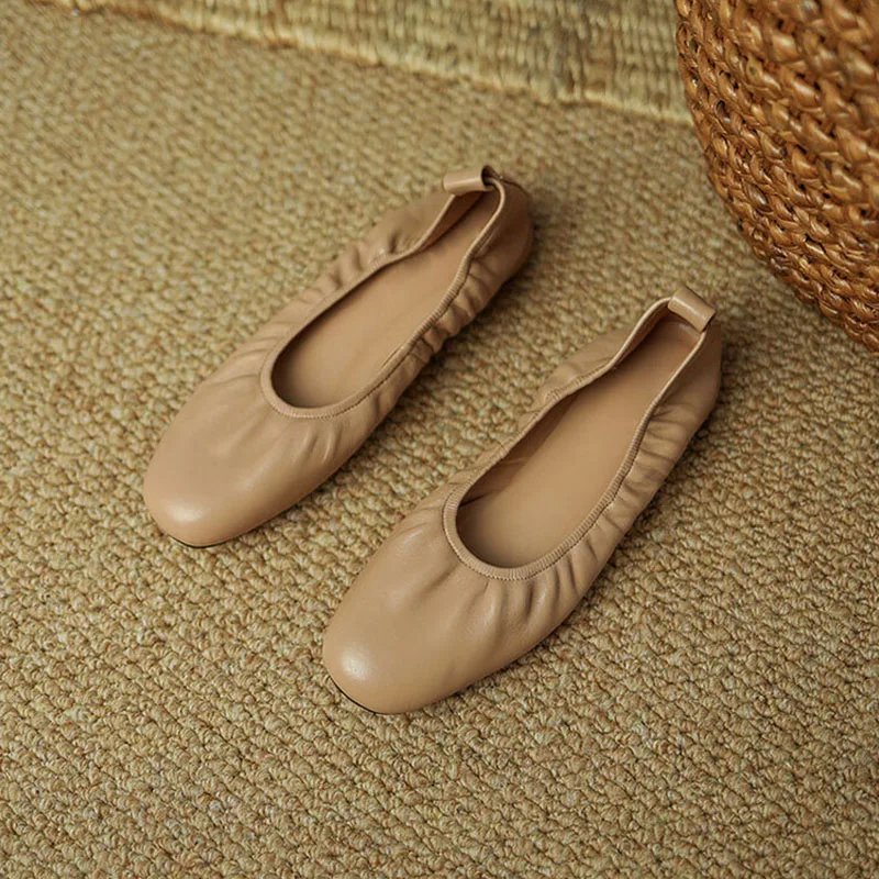 Genuine Leather Flats Soft Women Sheepskin Summer Casual Shoes Fashion Shallow Heel Superior Quality Slip On Flats ﻿