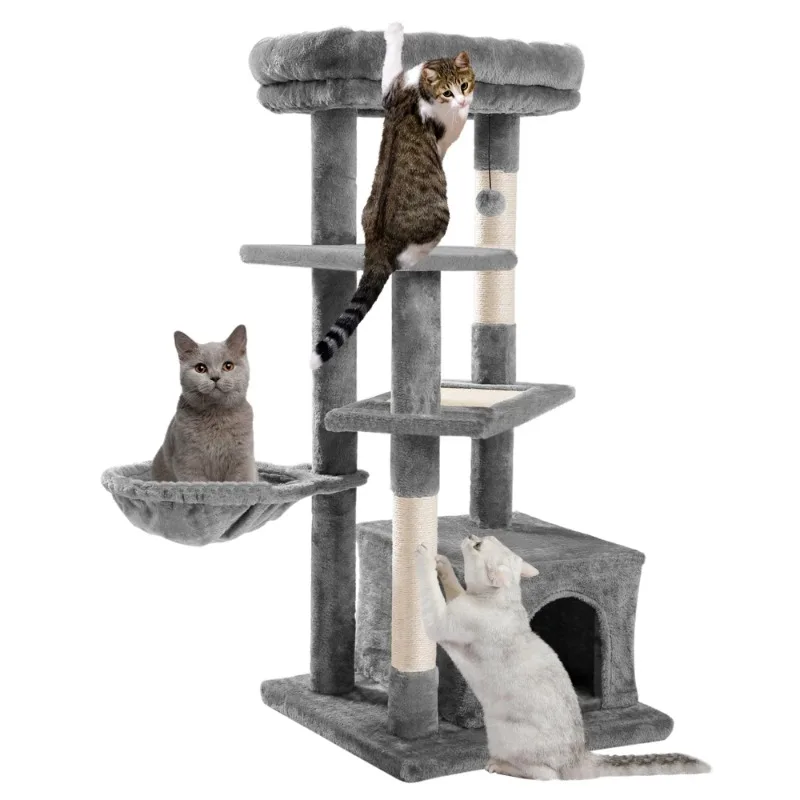 

Cat Tree for Indoor Cats, Multi-Level Cat Tower with Sisal Covered Scratching Posts, Spacious Condo