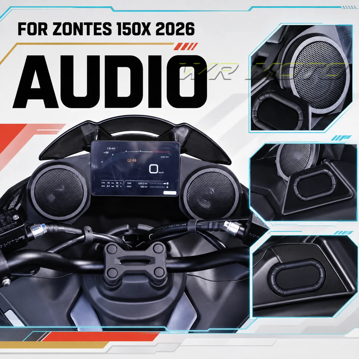 Motorcycle Waterproof Bluetooth Heavy‑Bass Subwoofer Audio Speaker Fit For 2026 ZONTES 150X Scooter