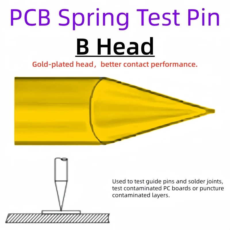 Gold-plated B 30° needle tip/spear/sharp PCB Test Spring Test Pin Probe for Electroni Inspectio P50-B P75-B P100-B PL75-B P125-B