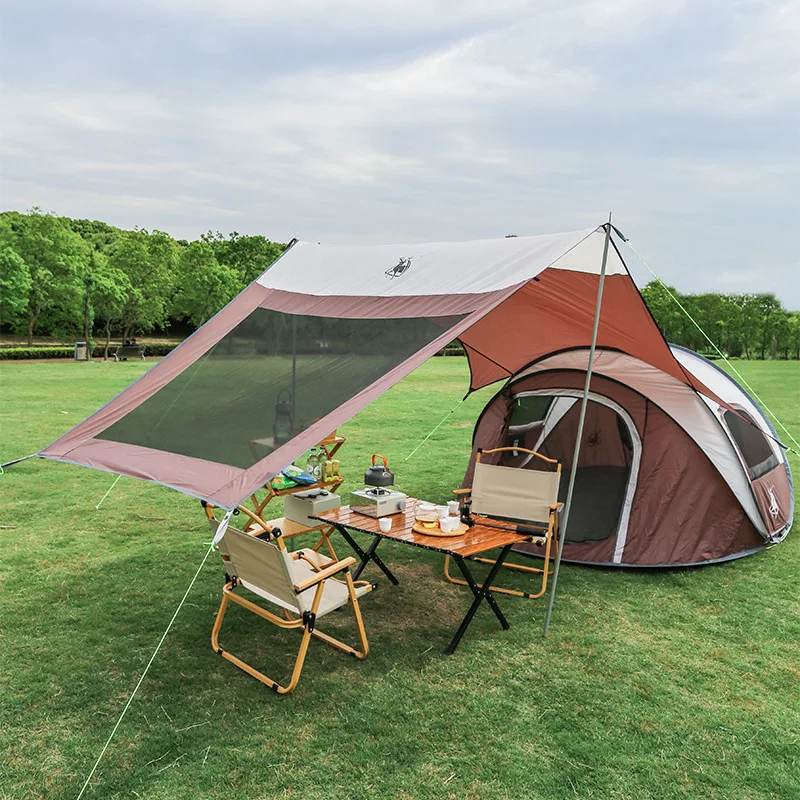 3-4 people quickly open tents for outdoor camping, thicken fully-automatic outdoor folding sun-proof and rain-proof awning tent.